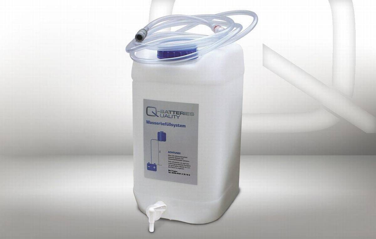 Fallwasserbehälter 30l mit Auslaufhahn, Fließanzeiger mit Filter, Schlauch (4m) und Kupplung - unbefüllt -