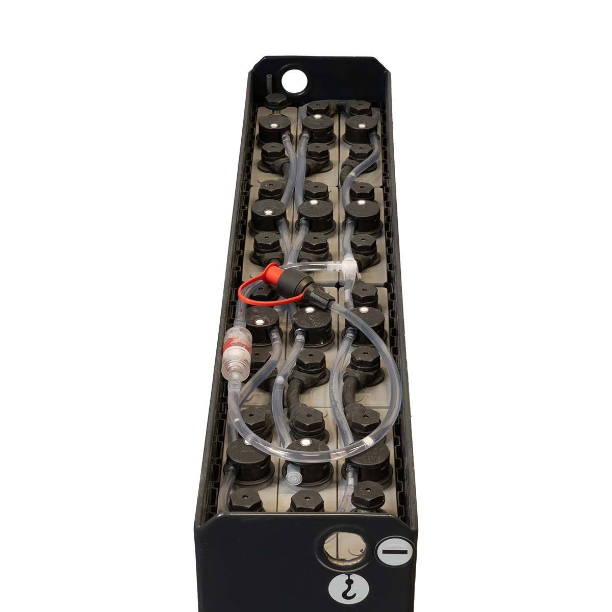 24V Gabelstaplerbatterie 2 PzS 250 Ah DIN A (827 * 162 * 627mm L/B/H)  Trog 57014021 inkl. Aquamatik von Q-Batteries