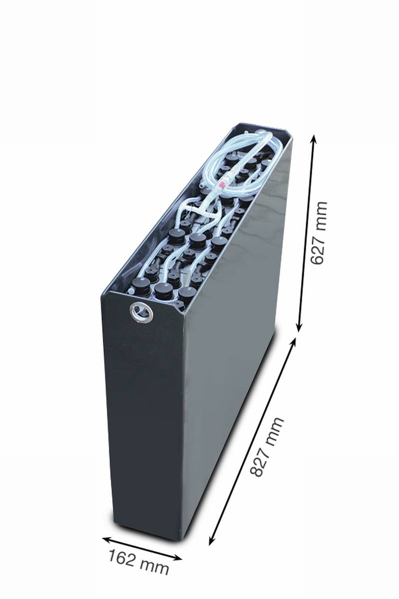 24V Gabelstaplerbatterie 2 PzS 230 Ah DIN A (827 * 162 * 627mm L/B/H)  Trog 57014021 inkl. Aquamatik von Q-Batteries