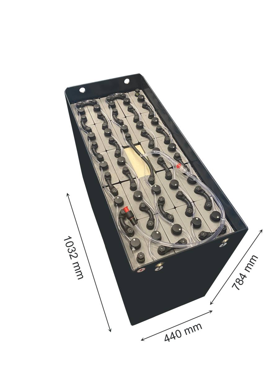 48V Gabelstaplerbatterie 4 PzS 560 Ah DIN B (1032 * 440 * 784mm L/B/H) Trog 57017038 inkl. Aquamatik von Q-Batteries