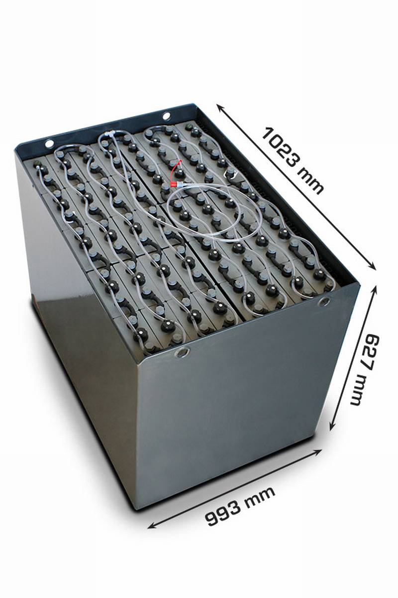 80V Heftruckbatterij 6 PzS 750 Ah DIN A (1023 * 993 * 627mm L/B/H) Trog 47866000 inclusief Aquamatik van Q-Batteries