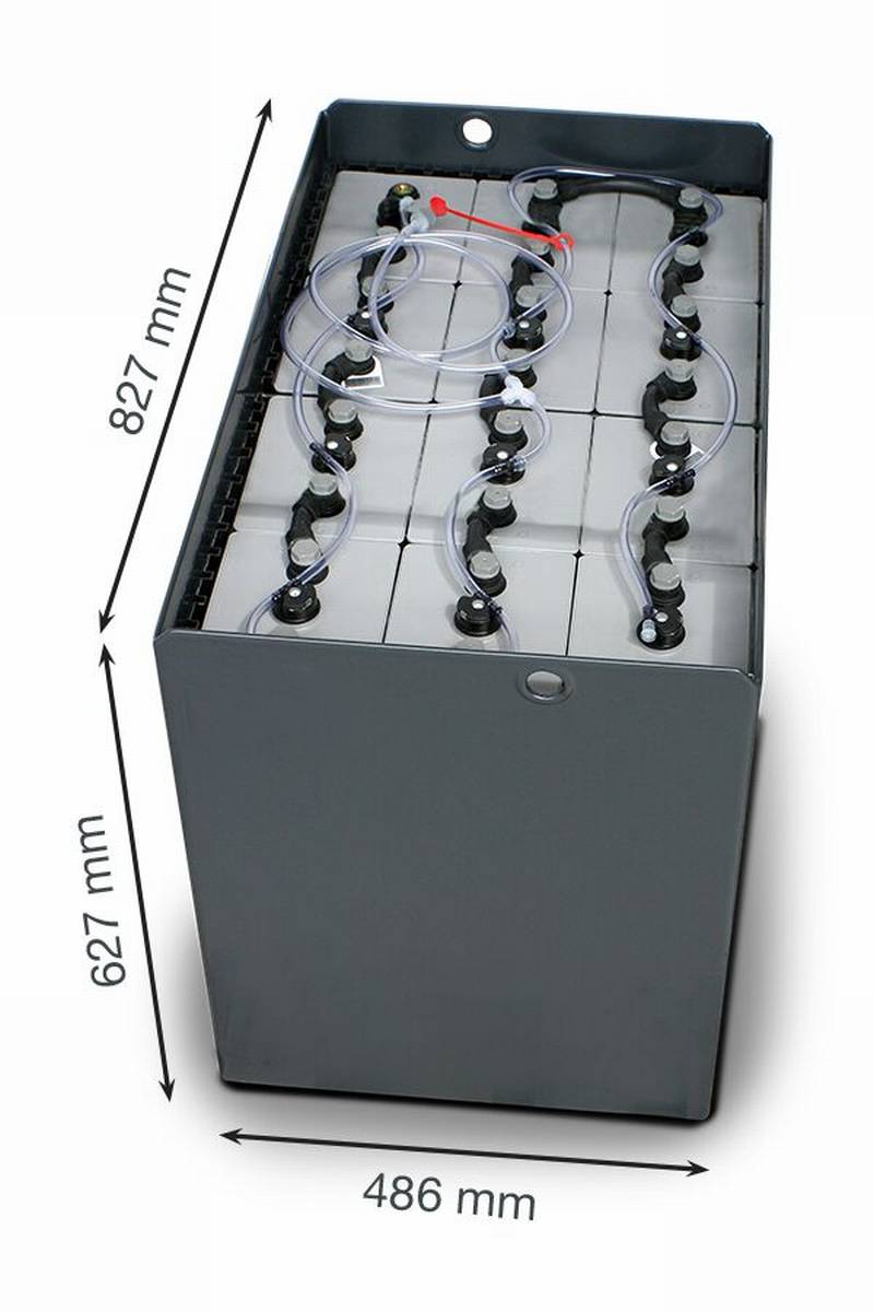 24V Gabelstaplerbatterie 8 PzS 1000 Ah DIN A (827 * 486 * 627mm L/B/H) Trog 57014037 inkl. Aquamatik von Q-Batteries