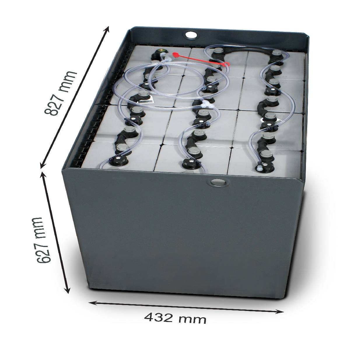 24V Gabelstaplerbatterie 7 PzS 875 Ah DIN A (827 * 432 * 627mm L/B/H) Trog 57014034 inkl. Aquamatik von Q-Batteries