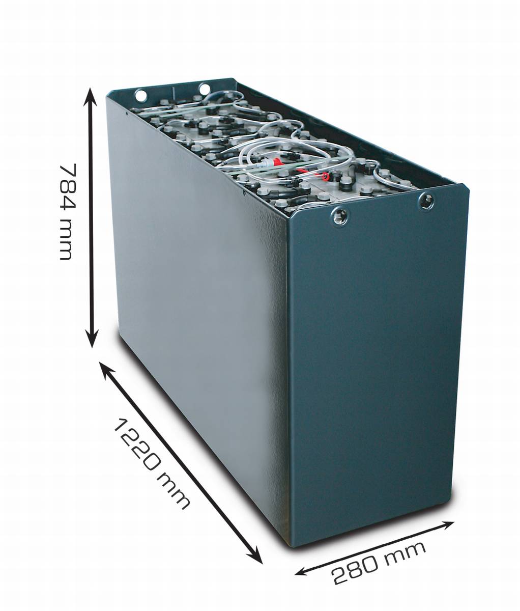 48V Heftruckbatterij 2 PzS 310 Ah DIN C (1220 * 280 * 784mm L/B/H) Trog 57017046 incl. Aquamatik van Q-Batteries