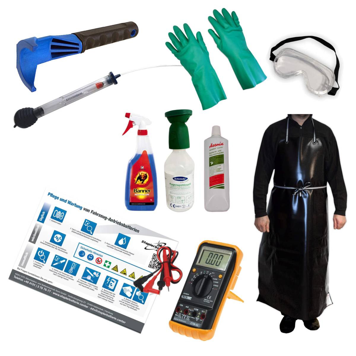 Prüf-Set - Pflege und Wartung - Staplerbatterien Auch einzeln zu erwerben