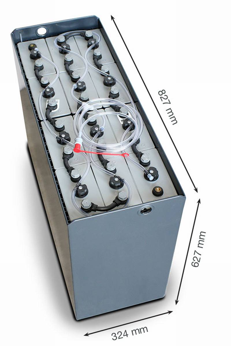 24V Gabelstaplerbatterie 5 PzS 575 Ah DIN A (827 * 324 * 627mm L/B/H) Trog 57014028 inkl. Aquamatik von Q-Batteries