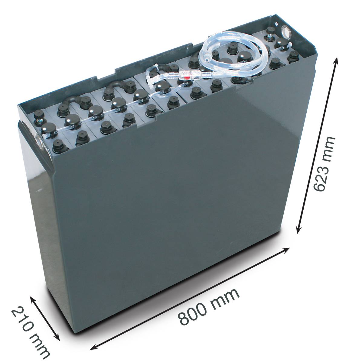 24V Gabelstaplerbatterie 3 PzS 375 Ah (802 * 212 * 625mm L/B/H) Trog 57314053 inkl. Aquamatik von Q-Batteries