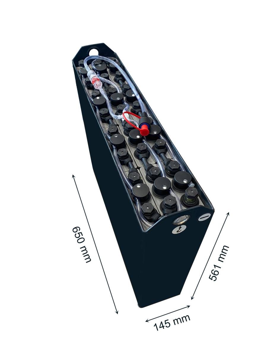 24V Gabelstaplerbatterie 2 PzB 130 Ah (650 * 145 * 561mm L/B/H) Trog 57034107 inkl. Aquamatik von Q-Batteries