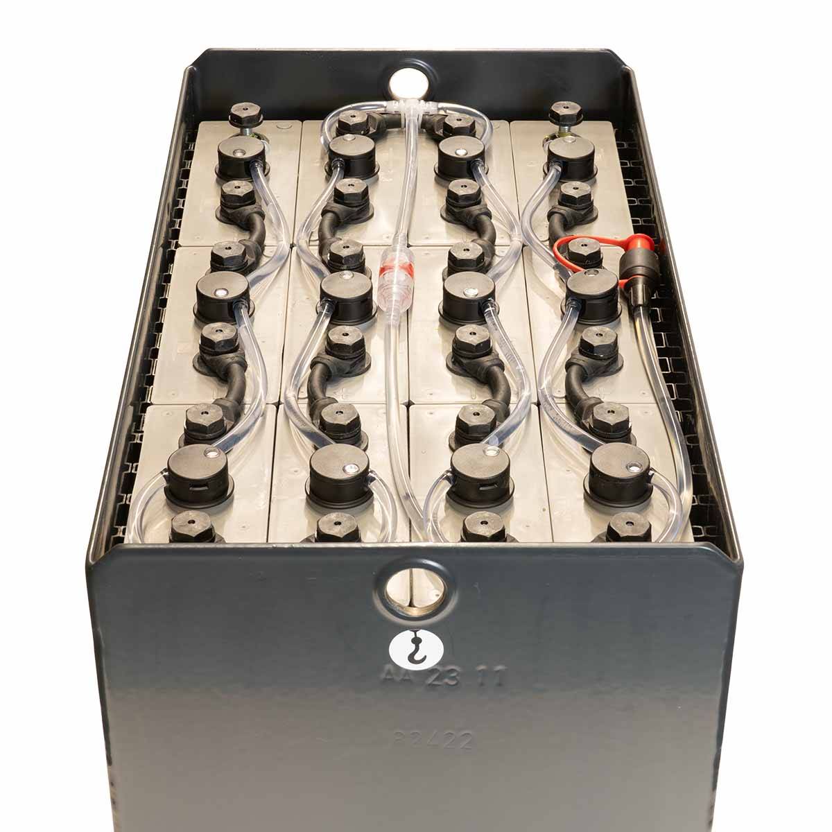 24V Gabelstaplerbatterie 4 PzS 240 Ah DIN B (622 * 353 * 402mm L/B/H) Trog 57014087 inkl. Aquamatik von Q-Batteries