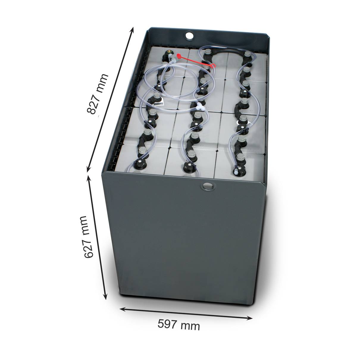 24V Gabelstaplerbatterie 10 PzS 1250 Ah DIN A (827 * 597 * 627mm L/B/H) Trog 57014041 inkl. Aquamatik von Q-Batteries