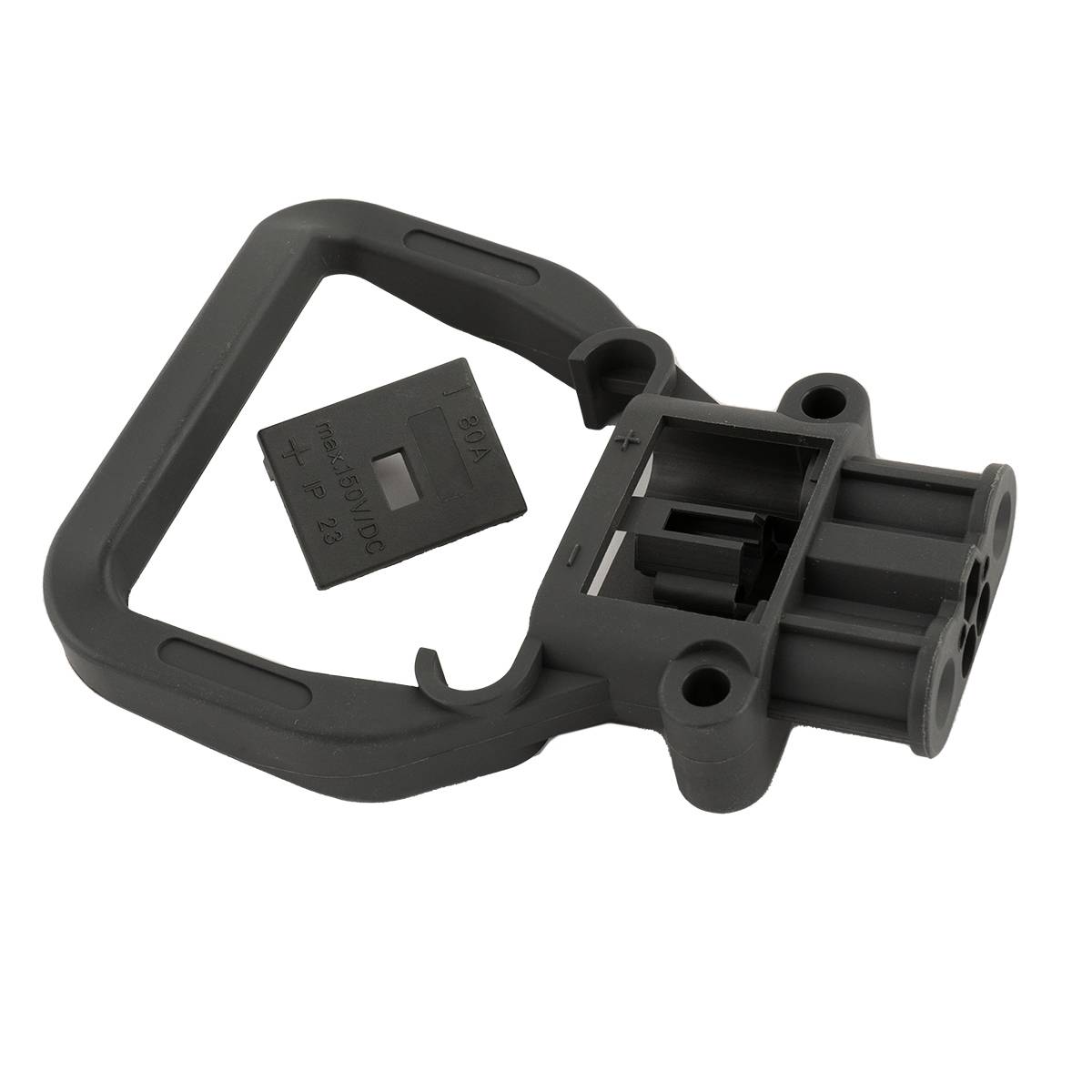 Q-Batteries Dose Euro Din 80A Kupplung 25mm² (Griff, Kodierstift grau, Hauptkontakt, Zugentlastung) Griff fest mit Gehäuse verbunden, nicht geschraubt!