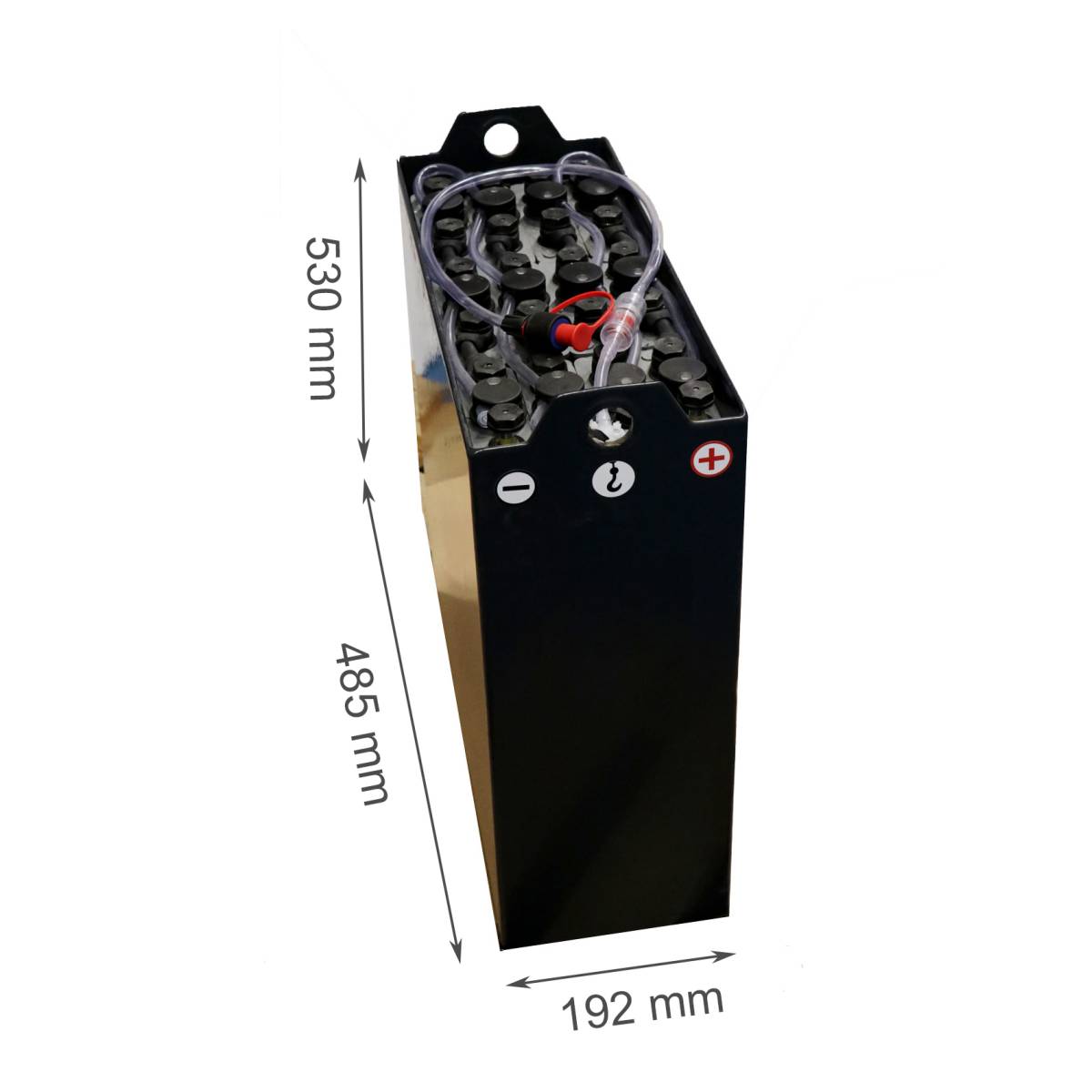 24V Gabelstaplerbatterie 2 PzB 130 Ah (485 * 192 * 530mm L/B/H) Trog 57034123 inkl. Aquamatik von Q-Batteries