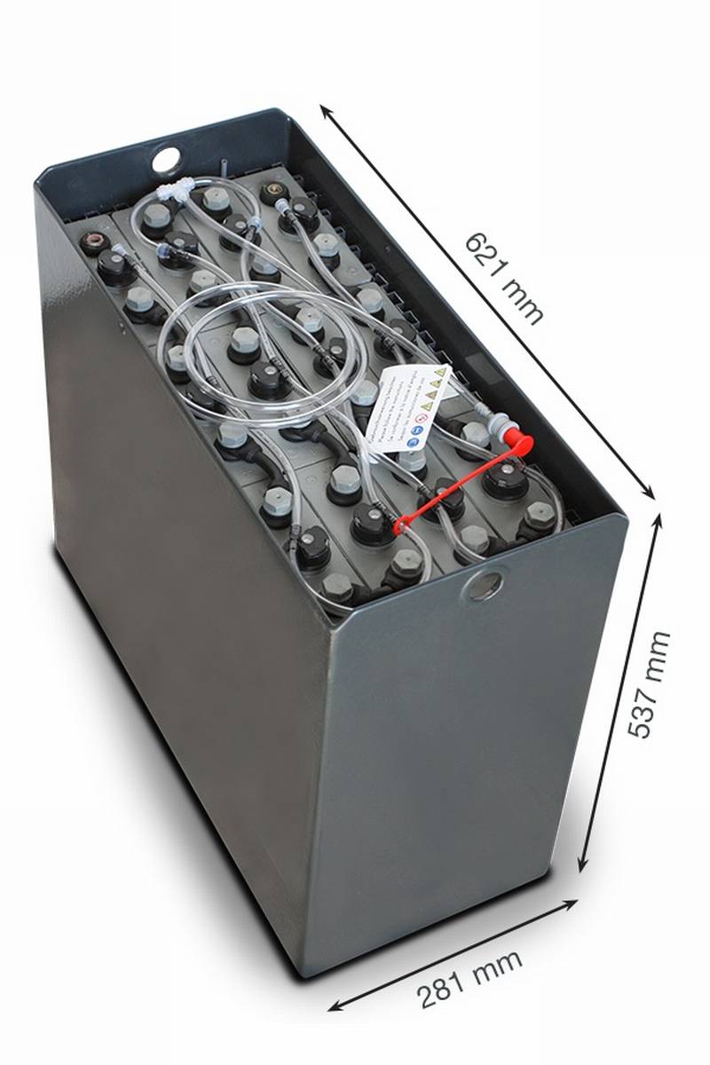 24V Gabelstaplerbatterie 3 PzS 270 Ah DIN B (621 * 281 * 537mm L/B/H) Trog 57014122 inkl. Aquamatik von Q-Batteries