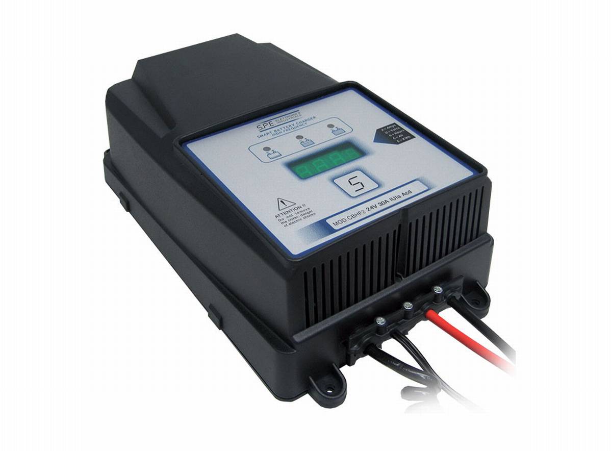 Q-Batteries energiesparendes Hochfrequenzladegerät by S.P.E. Charger CBHF2 ohne Batteriestecker 12V 30A - Ladekennlinie : Nassbatterien / PZS