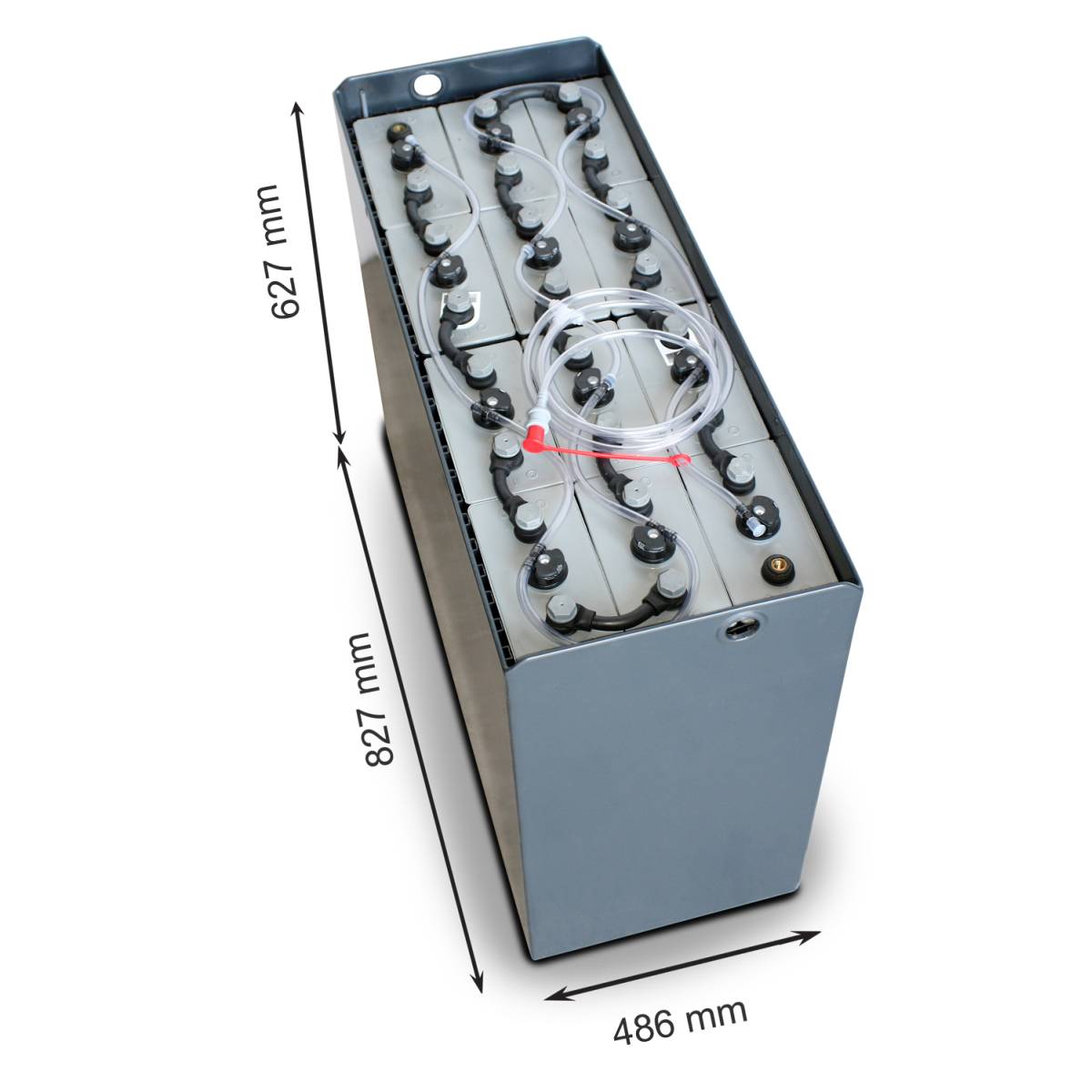 24V Gabelstaplerbatterie 5 PzS 625 Ah DIN A (827 * 486 * 627mm L/B/H) Trog 57014037 inkl. Aquamatik von Q-Batteries