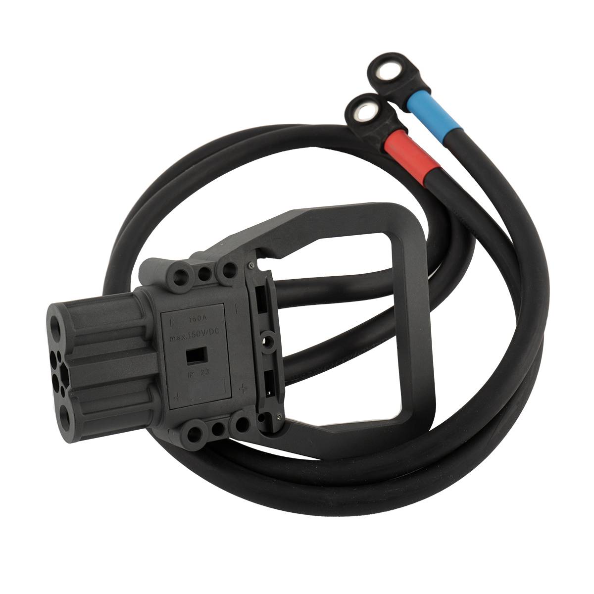 Q-Batteries Dose Euro Din 160A Kupplung 35mm² grau (mit Endableiter 1500mm) Griff fest mit Gehäuse verbunden, nicht geschraubt!