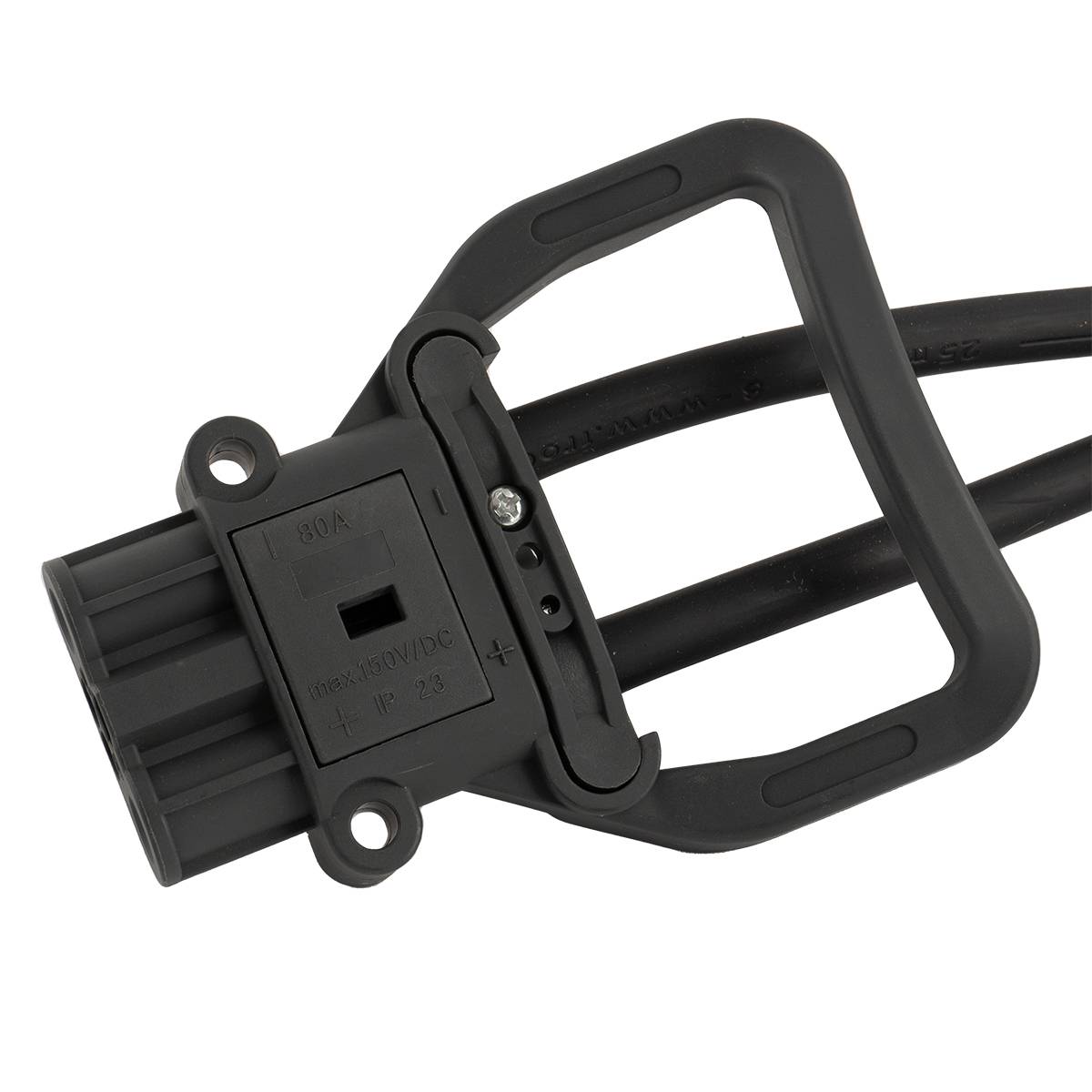 Q-Batteries Dose Euro Din 80A Kupplung 25mm² grau (mit Endableiter 1200mm) Griff fest mit Gehäuse verbunden, nicht geschraubt!