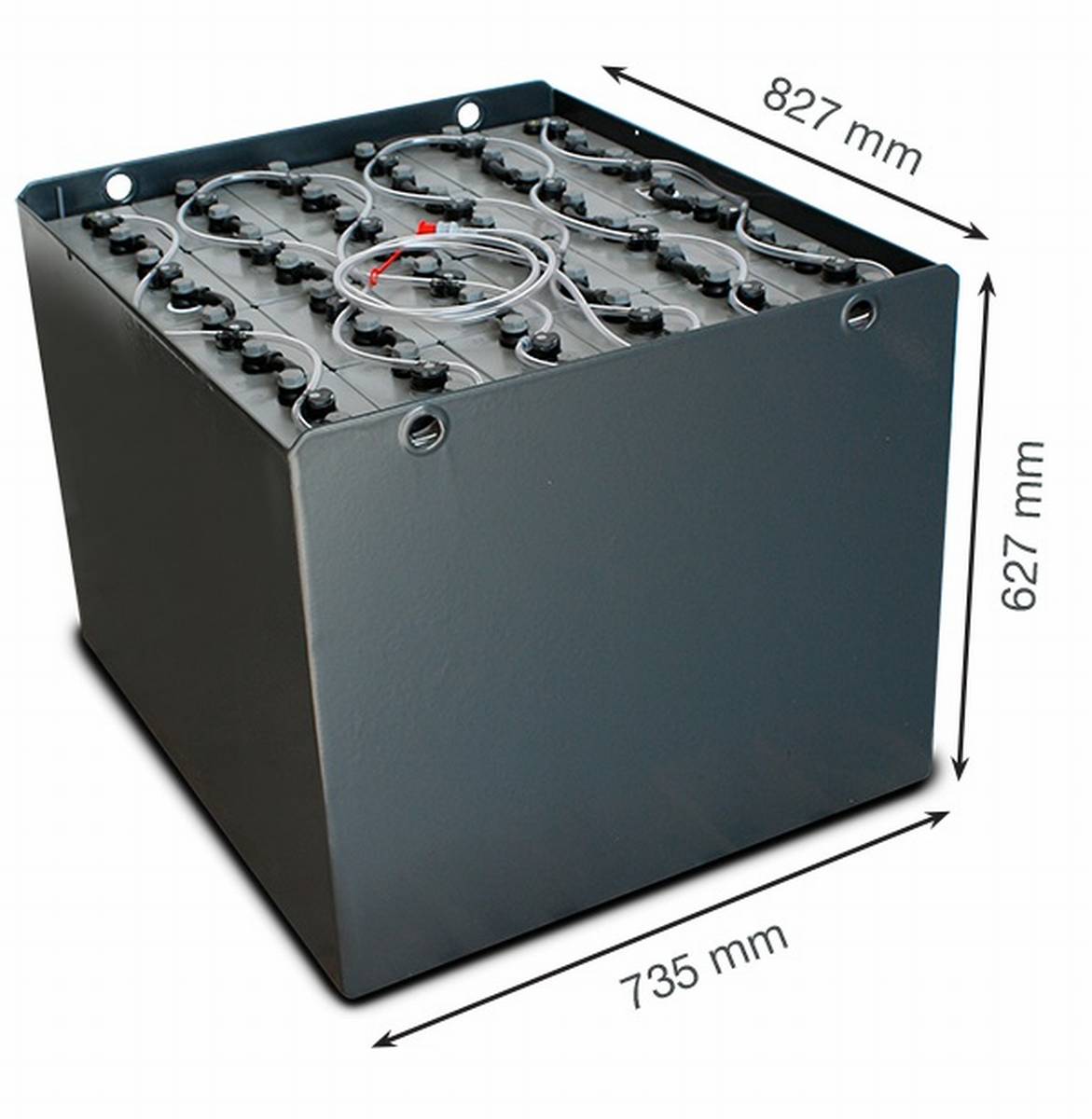 48V Gabelstaplerbatterie 6 PzS 750 Ah DIN A (827 * 735 * 627mm L/B/H) Trog 57017003 inkl. Aquamatik von Q-Batteries