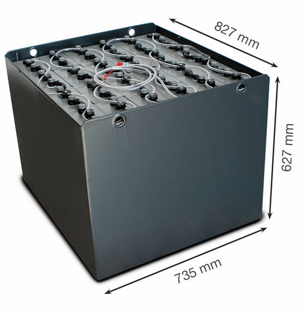 48V Heftruckbatterij 6 PzS 690 Ah DIN A (827 * 735 * 627mm L/B/H) Trogbatterij 57017003 inclusief Aquamatik van Q-Batteries