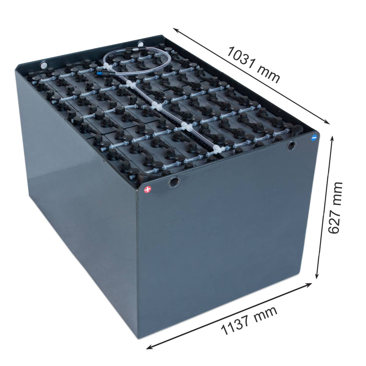 80V Gabelstaplerbatterie 7 PzS 875 Ah DIN A (1031 * 1137 * 627mm L/B/H) Trog 57019021 inkl. Aquamatik von Q-Batteries