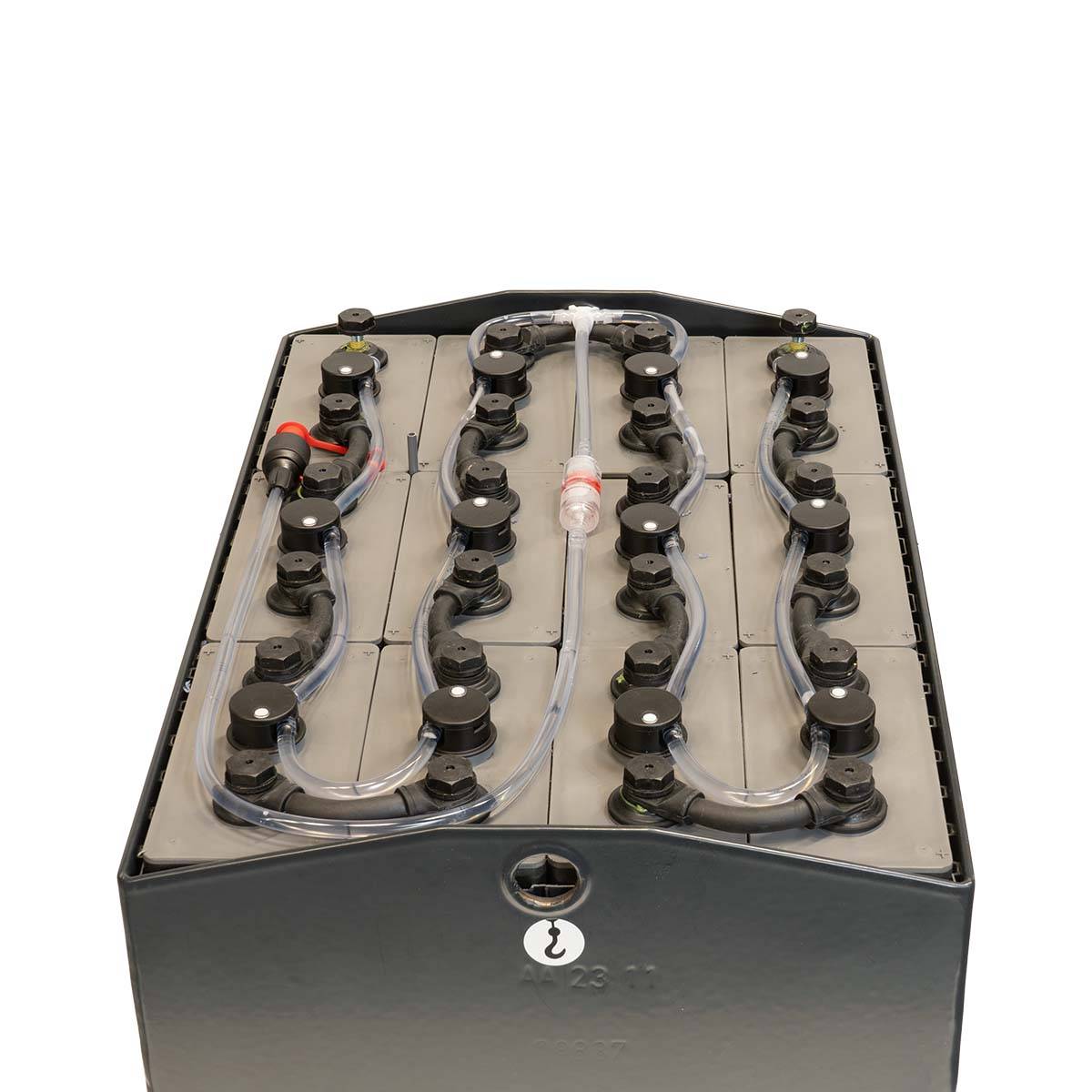 24V Heftruckbatterij 5 PzS 300 Ah (615 * 416 * 376mm L/B/H) Trog 40883700 inclusief Aquamatik van Q-Batteries