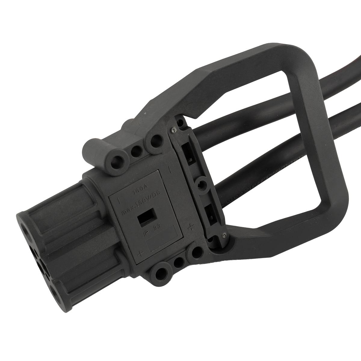 Q-Batteries Dose Euro Din 160A Kupplung 35mm² grau (mit Endableiter 1000mm) Griff fest mit Gehäuse verbunden, nicht geschraubt!