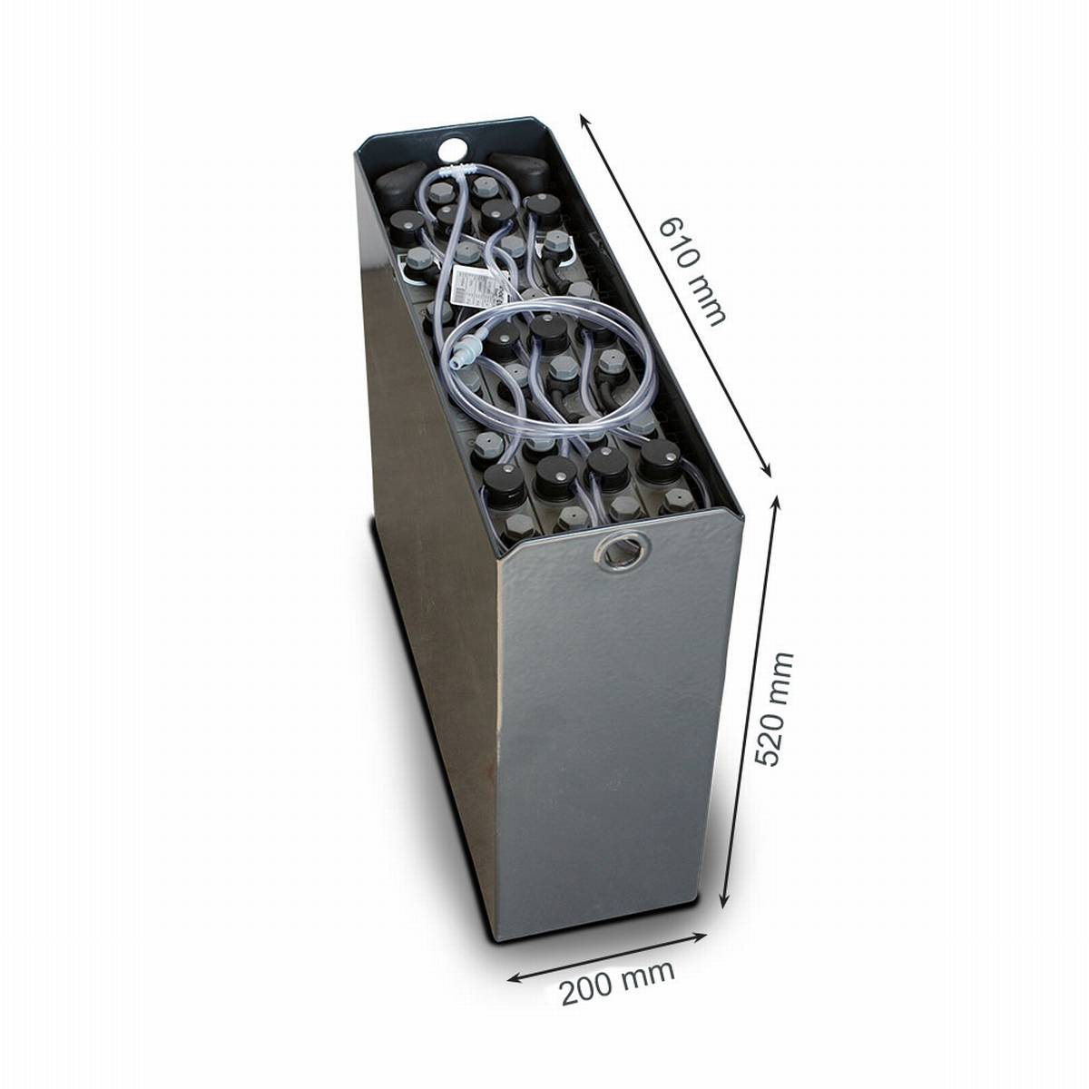 24V Gabelstaplerbatterie 2 PzS 180 Ah (610 * 198 * 520mm L/B/H) Trog 57004144 inkl. Aquamatik von Q-Batteries